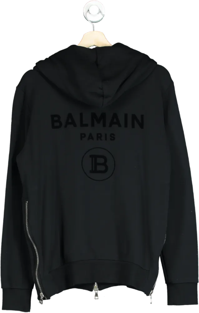 Balmain Men's Embossed Logo Back Zip-Through Hoodie UK S