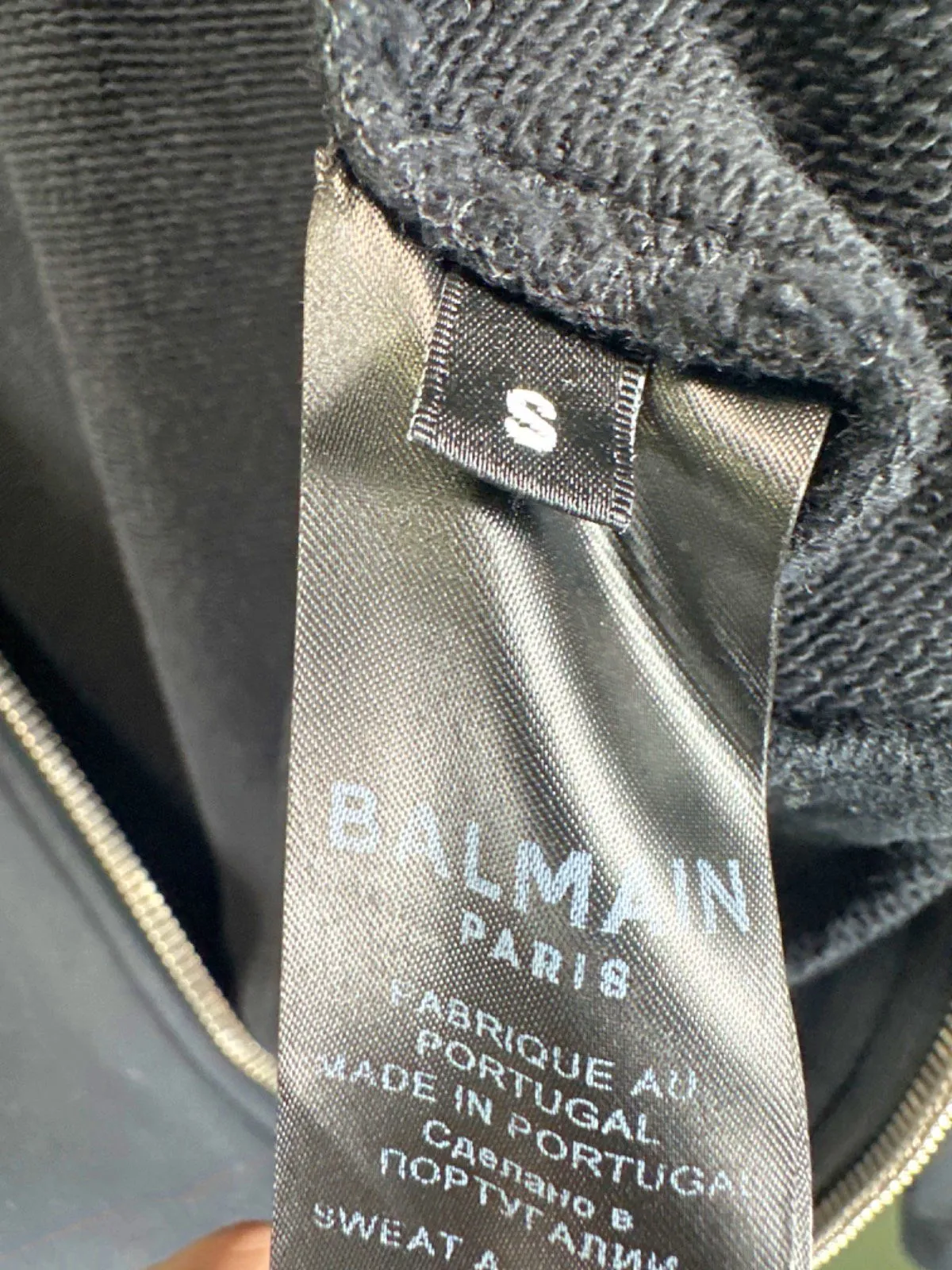Balmain Men's Embossed Logo Back Zip-Through Hoodie UK S