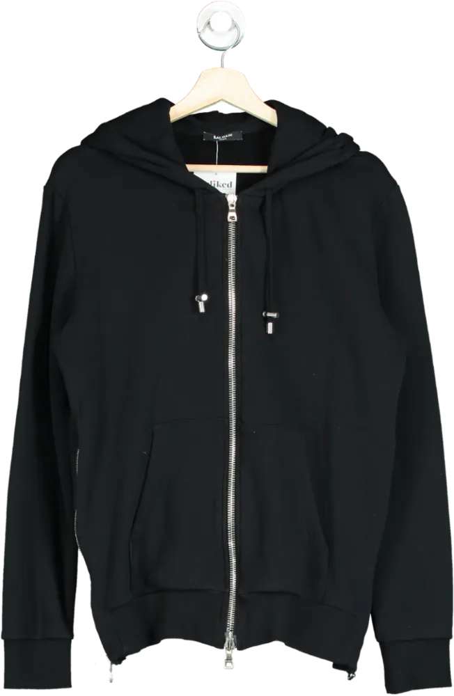 Balmain Men's Embossed Logo Back Zip-Through Hoodie UK S