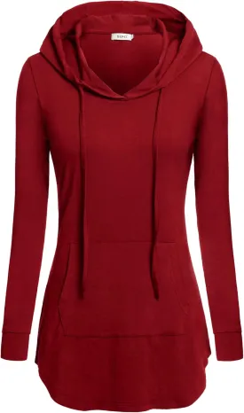 BEPEI Women Tunic Hoodies Long Sleeves Pocket Crewneck Dressy Shirts
