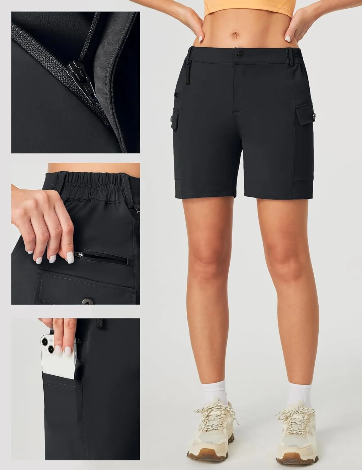 Ewedoos Womens Hiking Shorts Stretchy Cargo Shorts with Pockets Quick Dry UPF 50  Golf Athletic Outdoor Summer Shorts