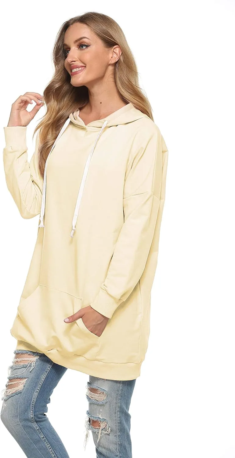 Famulily Womens Oversized Hoodie Extra Long Hooded Tunic Sweatshirt with Pockets