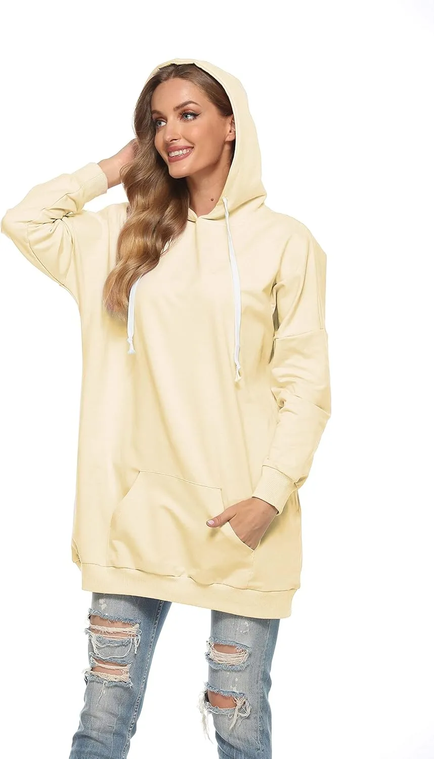 Famulily Womens Oversized Hoodie Extra Long Hooded Tunic Sweatshirt with Pockets