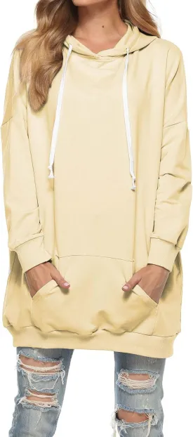Famulily Womens Oversized Hoodie Extra Long Hooded Tunic Sweatshirt with Pockets