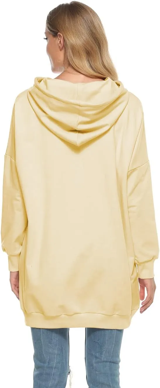 Famulily Womens Oversized Hoodie Extra Long Hooded Tunic Sweatshirt with Pockets