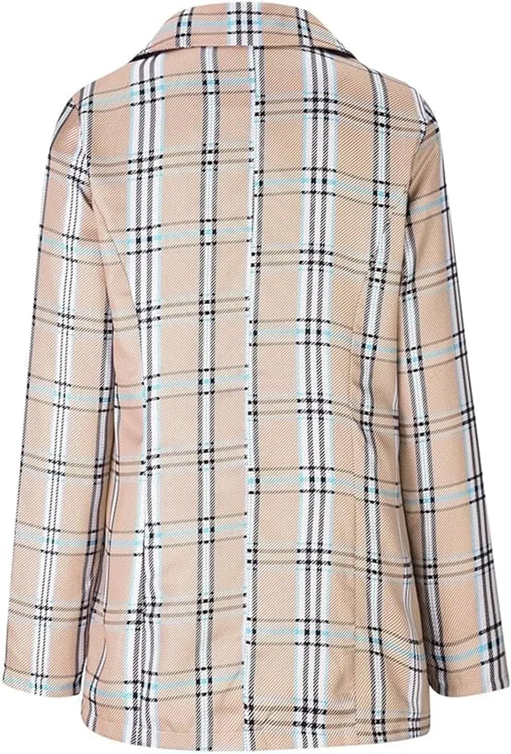 Fashion Plaid Blazer for Women Casual Lapel Collared Work Office Suit Jacket with Pockets Cozy Slim Fit Business Coat