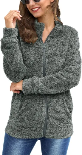 For G and PL Women's Long Sleeve Full Zip Soft Warm Fleece Jacket