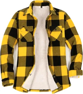 Lisskolo Women Fleece Lined Shirt Jacket with Hand Pockets, Plaid Button Down Sherpa Fleece Shacket Outerwear Flannel Jackets