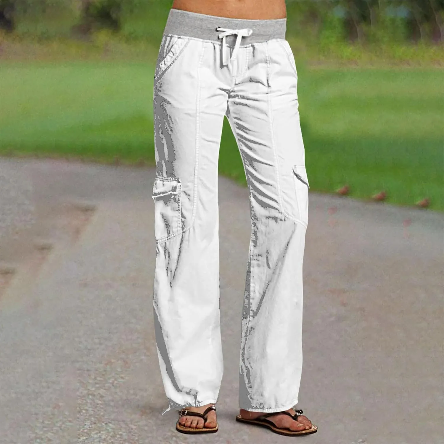 Low Rise Pants for Women, Cargo Pants Women, Casual, Drawstring, Straight Leg, Hiking Pants, Y2k, Trendy Trousers