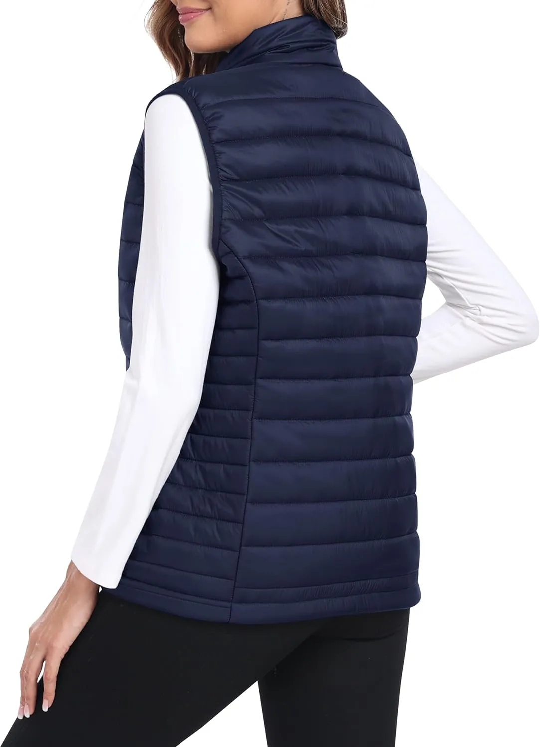 MoFiz Women's Puffer Vest Lightweight Hooded Warm Fleece Lined Hybrid Softshell Hiking Winter Sleeveless Zip Vest