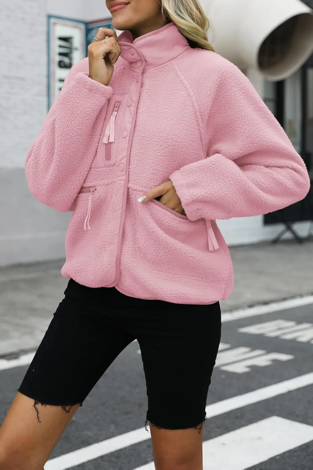 Nirovien Womens Fuzzy Fleece Jacket Button Down Sherpa Coats Casual Winter Warm Outwear with Pockets
