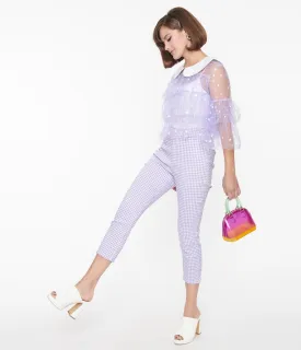 Smak Parlour Lavender Gingham Heart Pocket Smarty Pants Capri