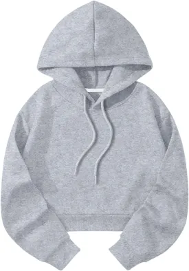 SOLY HUX Women's Cropped Hoodie Drawstring Long Sleeve Drop Shoulder Casual Sweatshirt
