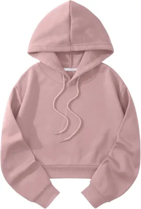 SOLY HUX Women's Cropped Hoodie Drawstring Long Sleeve Drop Shoulder Casual Sweatshirt