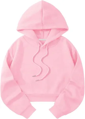 SOLY HUX Women's Cropped Hoodie Drawstring Long Sleeve Drop Shoulder Casual Sweatshirt