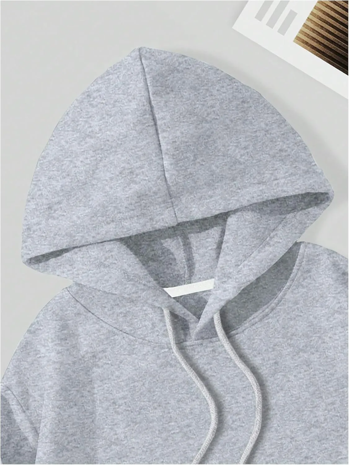 SOLY HUX Women's Cropped Hoodie Drawstring Long Sleeve Drop Shoulder Casual Sweatshirt
