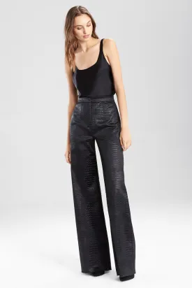 Stretch Embossed Crocodile High Waisted Pants