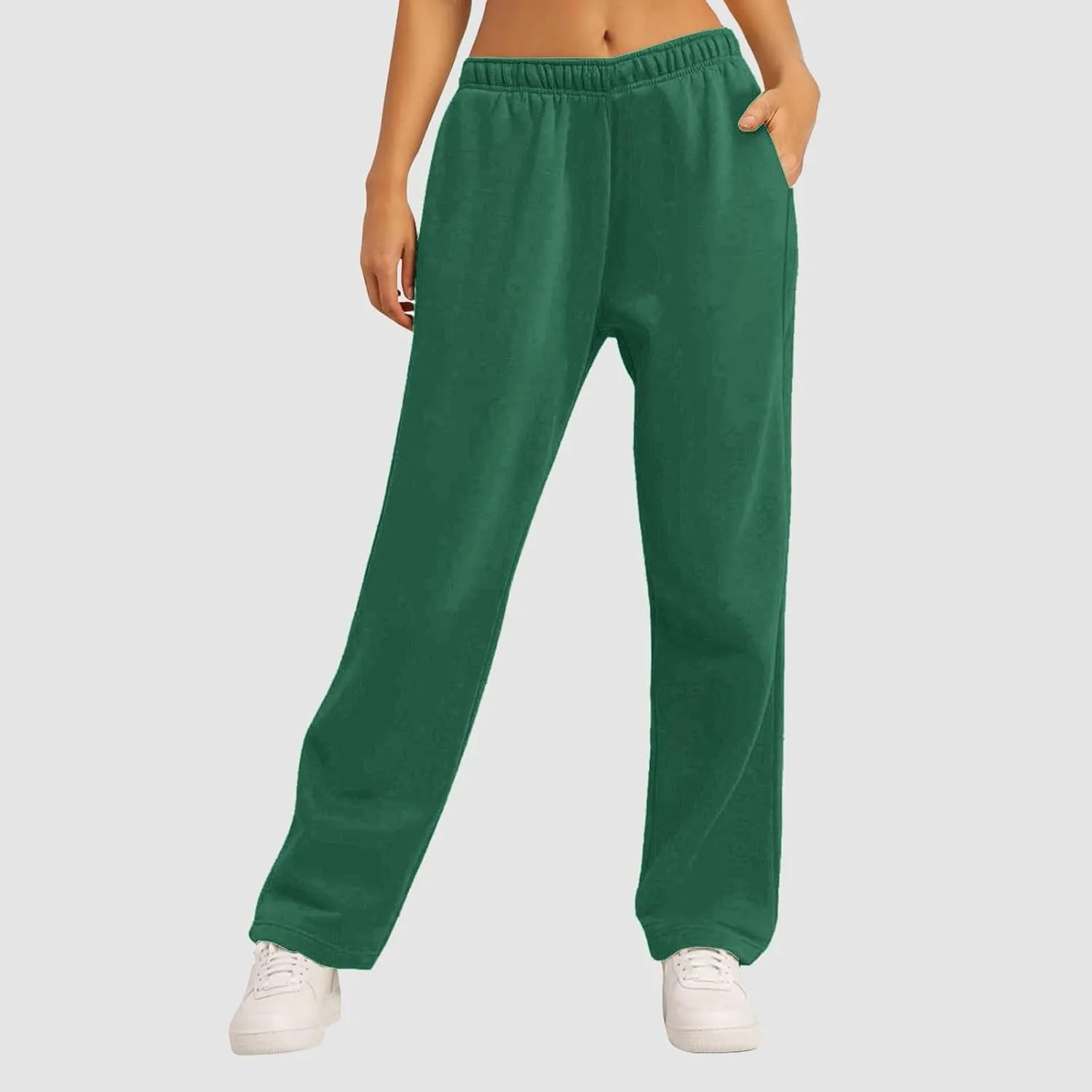 Trendy High Waist Wide Leg Trousers, 2025 New Straight Fit Elastic Waist Casual Pants