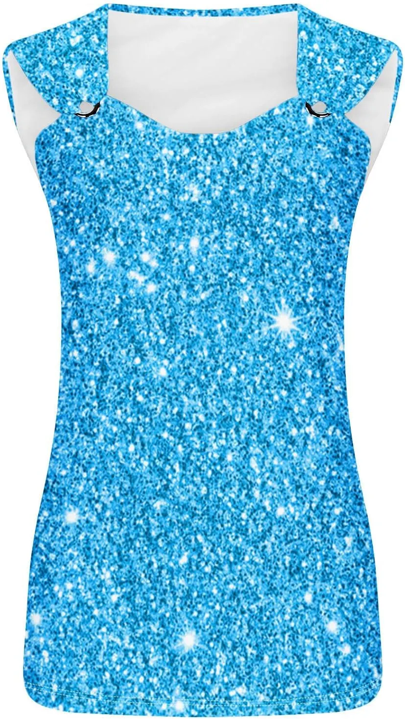 Wkishenl Sequin Tank Tops for Women Sexy Sleeveless V Neck Sparkle Shirts Fashion Party Club Glitter Cami Chic Disco Camisole
