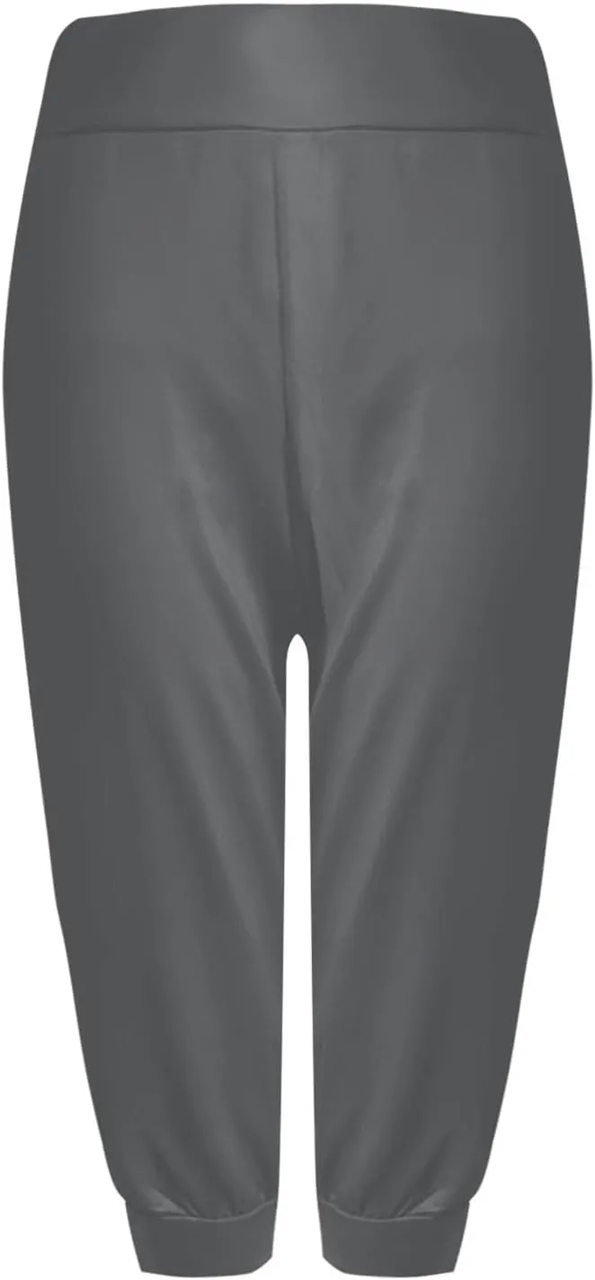 Women's Fashion Capri Pants Gym Workout Exercise Fitness Sweatpants Stretch Casual Fold-Over Hem Capri Sports Legging
