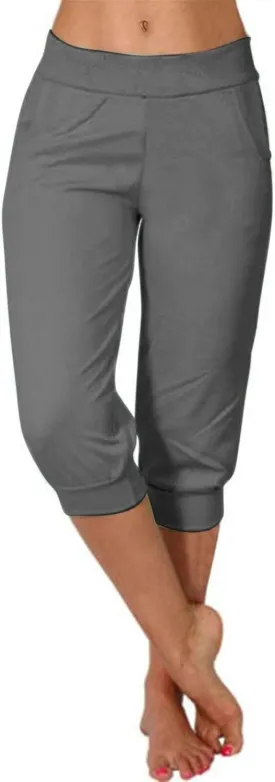 Women's Fashion Capri Pants Gym Workout Exercise Fitness Sweatpants Stretch Casual Fold-Over Hem Capri Sports Legging