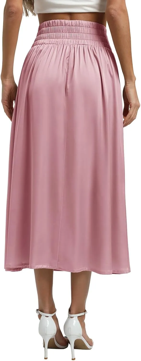 Women's Flowy A Line Skirts,Work Skirts for Women,Maxi Skirts for Women with Pockets