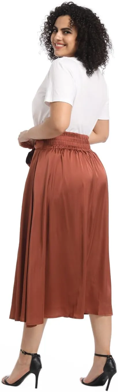 Women's Flowy A Line Skirts,Work Skirts for Women,Maxi Skirts for Women with Pockets
