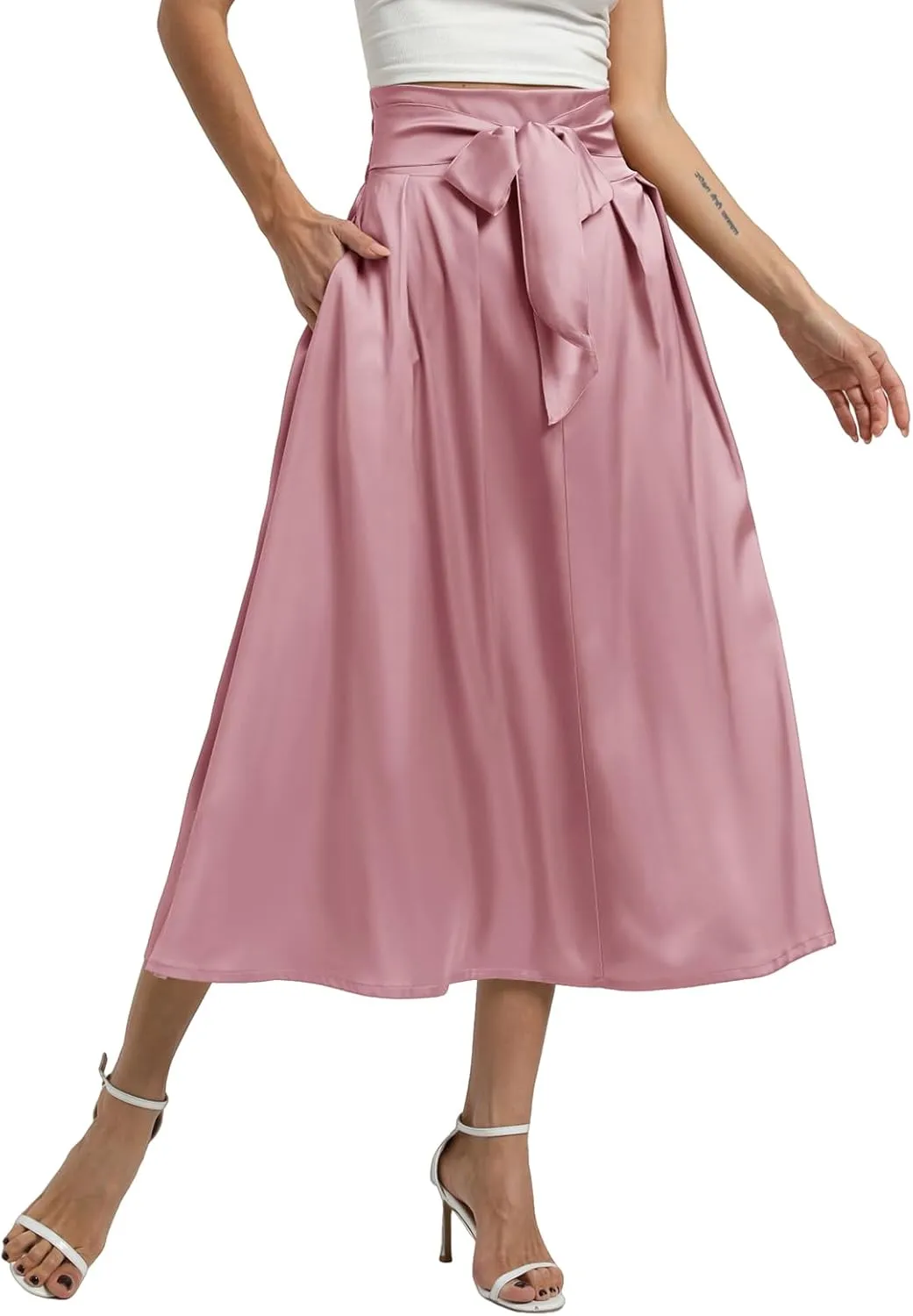 Women's Flowy A Line Skirts,Work Skirts for Women,Maxi Skirts for Women with Pockets