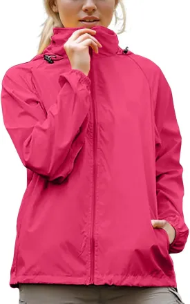 Women's Lightweight Rain Jacket Waterproof Packable Raincoat Sun Protection Hoodies Golf Hiking Travel Windbreaker